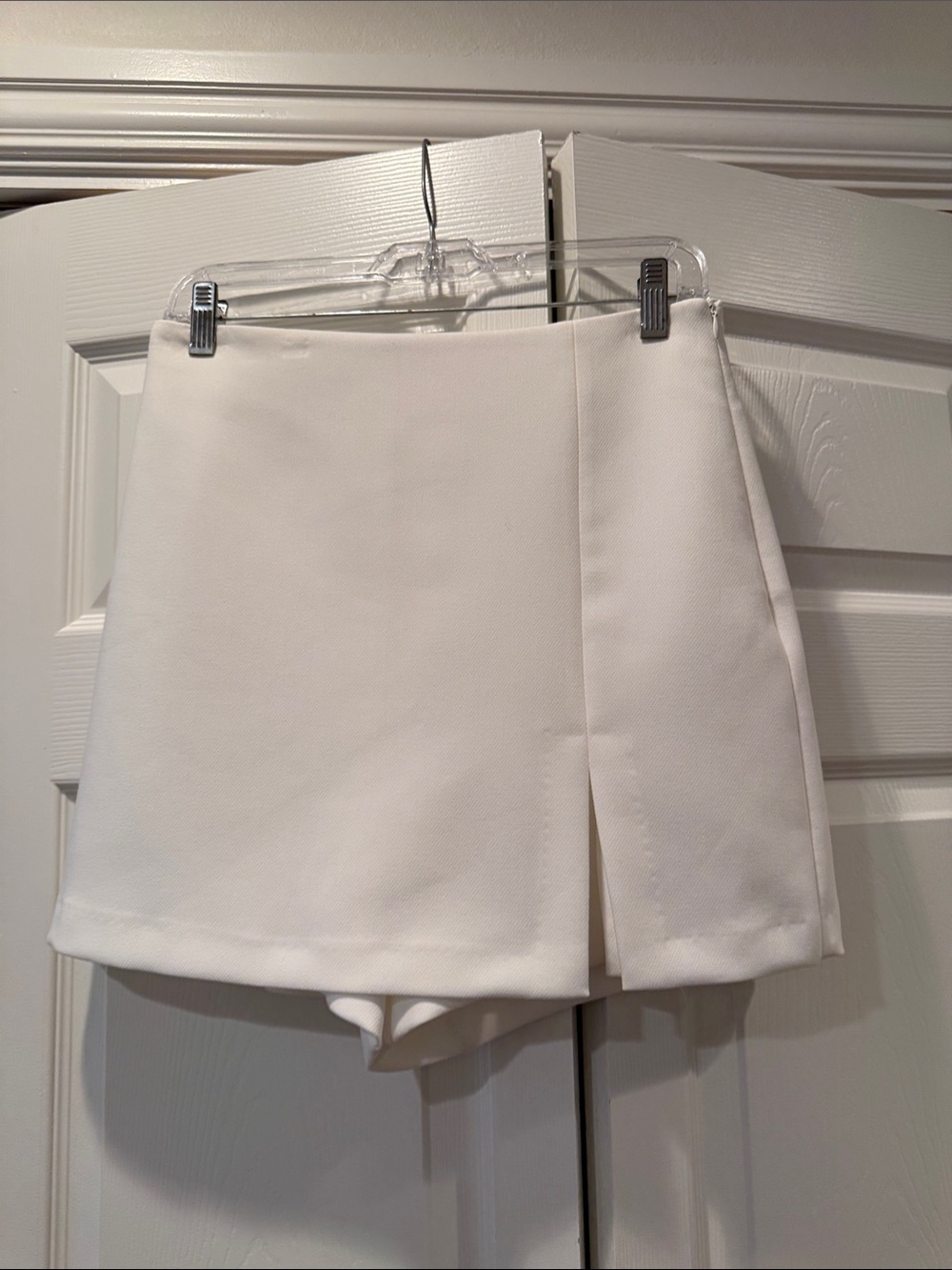 Zara White High-Waist Skort with Front Wrap Detail
